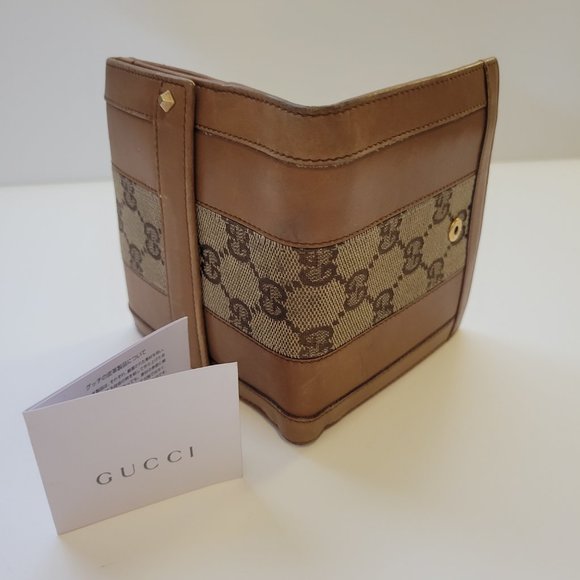 🎉 HOST PICK🎉 GUCCI Brown GG Leather Wallet - Vintage - Picture 1 of 12